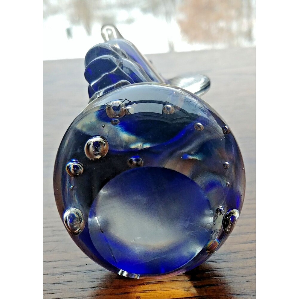Paperweight vintage blown Art Glass Blue Seahorse - Picture 6 of 8
